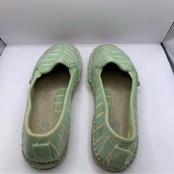 Acorn Women’s 8 Comfort Slip-on Flats Espadrille Acqua Blue/Green Shoes - Picture 5 of 9